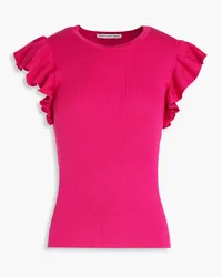 Autumn Cashmere Ruffled ribbed cotton top - Pink Pink