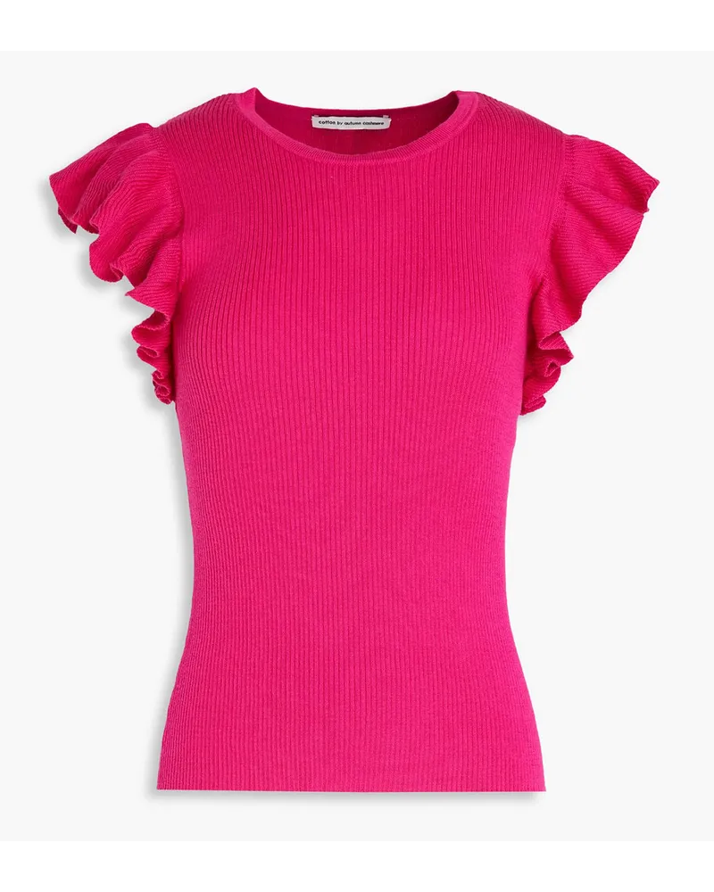 Autumn Cashmere Ruffled ribbed cotton top - Pink Pink