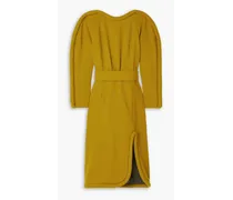 Doyal pleated wool midi dress - Yellow