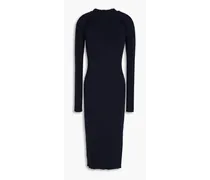 Cutout ribbed-knit midi dress - Blue