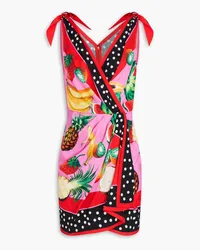 Dolce & Gabbana Wrap-effect knotted printed mini dress - Pink Pink