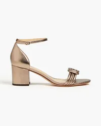 Alexandre Birman Vicky 60 twist-front metallic leather sandals - Metallic Metallic