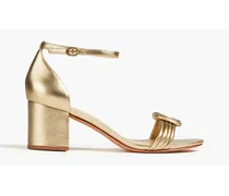 Vicky 60 twist-front metallic leather sandals - Metallic