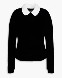 Tory Burch Twill-trimmed velvet shirt - Black Black