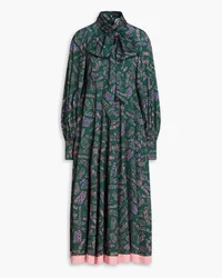 Zimmermann Pussy-bow printed stretch-silk midi dress - Green Green