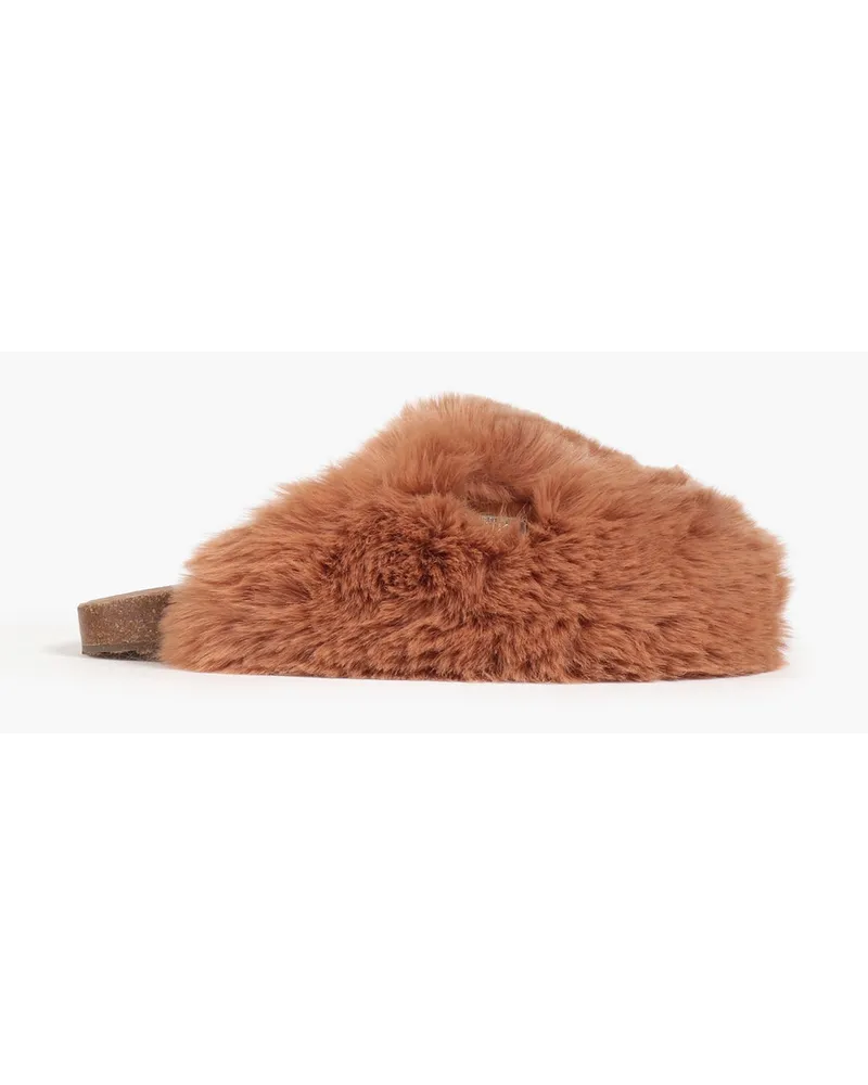 Dreamer shearling-lined faux fur slippers - Brown