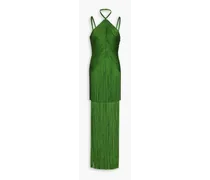 Fringed ponte gown - Green