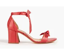 Clarita bow-detailed faux leather sandals - Red