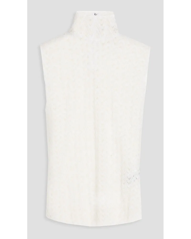 Missoni Crochet-knit wool-blend turtleneck top - White White