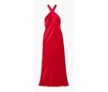 Evelyn cutout satin halterneck maxi dress - Red