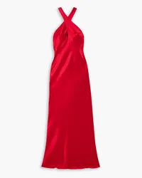 GALVAN Evelyn cutout satin halterneck maxi dress - Red Red