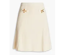 Embellished ribbed wool mini skirt - White