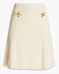 Moschino Embellished ribbed wool mini skirt - White White