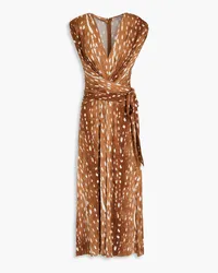 Diane von Furstenberg Dorothee pleated printed jersey midi dress - Brown Brown