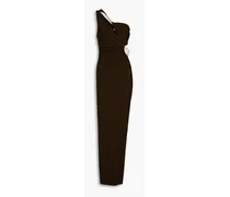 Defano one-shoulder ruched cutout jersey gown - Brown