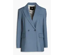 Double-breasted twill blazer - Blue