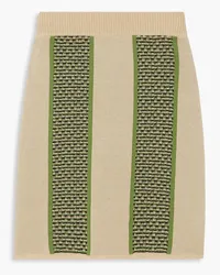 AHLUWALIA Jacquard-knit merino wool mini skirt - Neutral Neutral