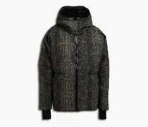 Dorothy snake-print quilted shell hooded ski jacket - Green