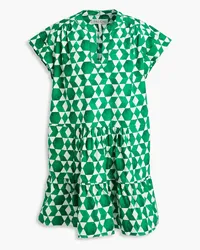 Saloni Ashley B gathered printed cotton-poplin mini dress - Green Green