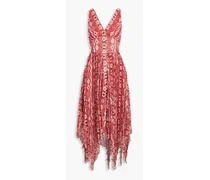 Annabella pleated printed chiffon midi dress - Red
