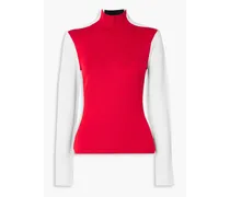 Color-block merino wool turtleneck sweater - Red