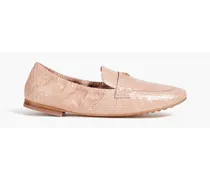 Embellished watersnake loafers - Neutral