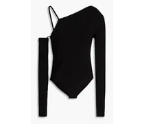 Asymmetric stretch-knit bodysuit - Black