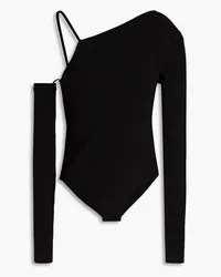 Zeynep Arcay Asymmetric stretch-knit bodysuit - Black Black