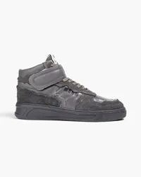 MSGM Suede-trimmed leather high-top sneakers - Gray Gray