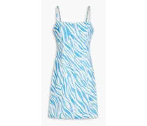 Blair zebra-print cotton-blend mini dress - Blue