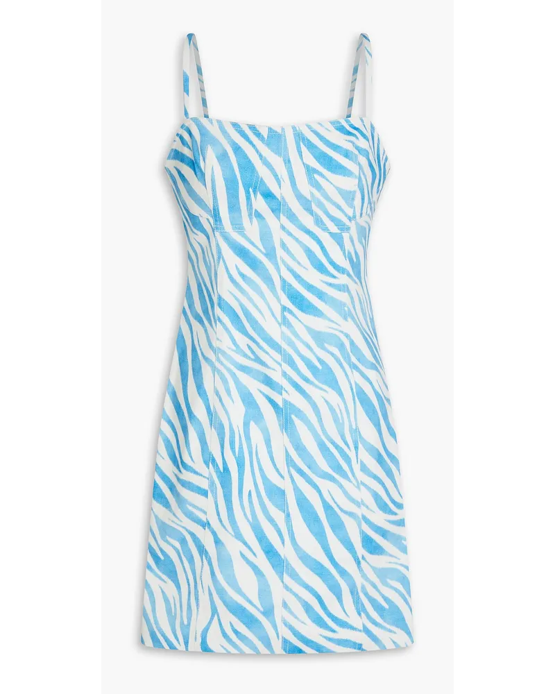 Derek Lam Blair zebra-print cotton-blend mini dress - Blue Blue