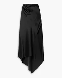 Monse Asymmetric draped satin maxi skirt - Black Black