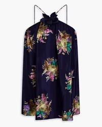 Zimmermann Floral-print silk crepe de chine top - Blue Blue