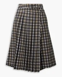 tibi Costello pleated checked twill culottes - Brown Brown