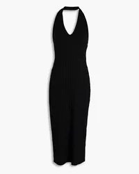 Vince Ribbed-knit halterneck midi dress - Black Black