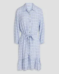 Heidi Klein Ruffled printed voile mini shirt dress - Blue Blue