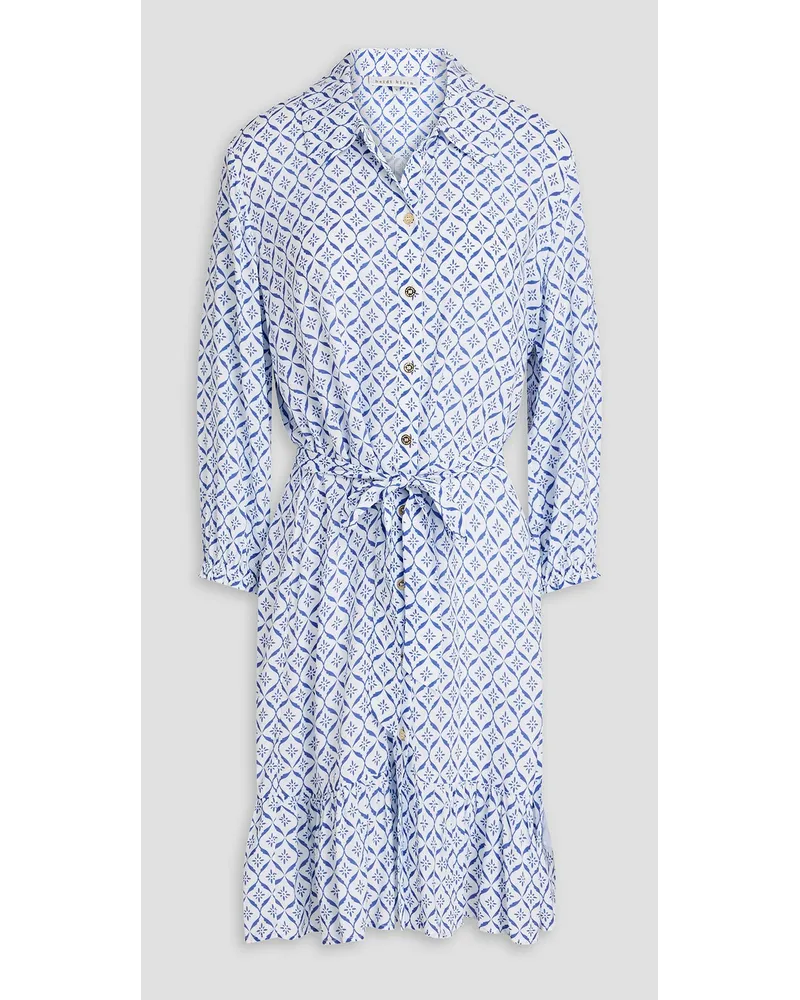 Heidi Klein Ruffled printed voile mini shirt dress - Blue Blue