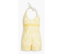 Cadiz broderie anglaise cotton-blend playsuit - Yellow