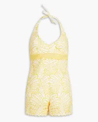 Charo Ruiz Cadiz broderie anglaise cotton-blend playsuit - Yellow Yellow