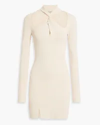 NICHOLAS Braulia cutout twisted ribbed-knit mini dress - Neutral Neutral