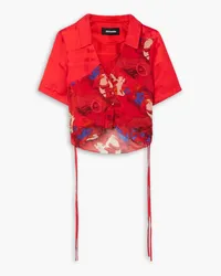 AHLUWALIA Priya layered satin and printed chiffon shirt - Red Red