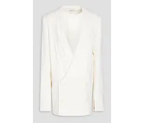 Page double-breasted wool-blend crepe blazer - White