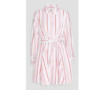 Striped cotton and Lyocell blend-poplin shirt dress - White