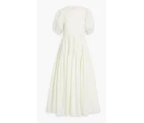 Karoline open-back tiered cotton-poplin midi dress - White