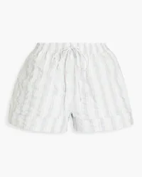 Ganni Striped cotton-blend seersucker shorts - Green Green