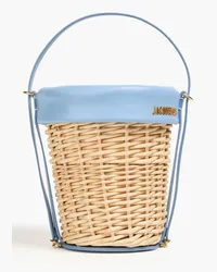 Jacquemus Le Panier Seau leather-trimmed wicker bucket bag - Blue Blue