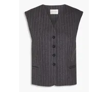 Pinstriped wool-blend vest - Gray
