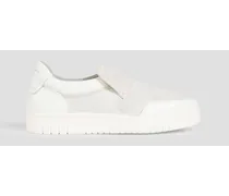 Quilted suede and leather slip-on sneakers - White