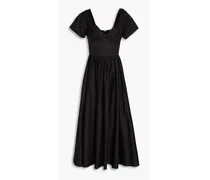 Knotted cotton-blend midi dress - Black