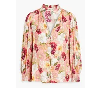 Alice Olivia - Reilly floral-print satin-crepe blouse - Pink